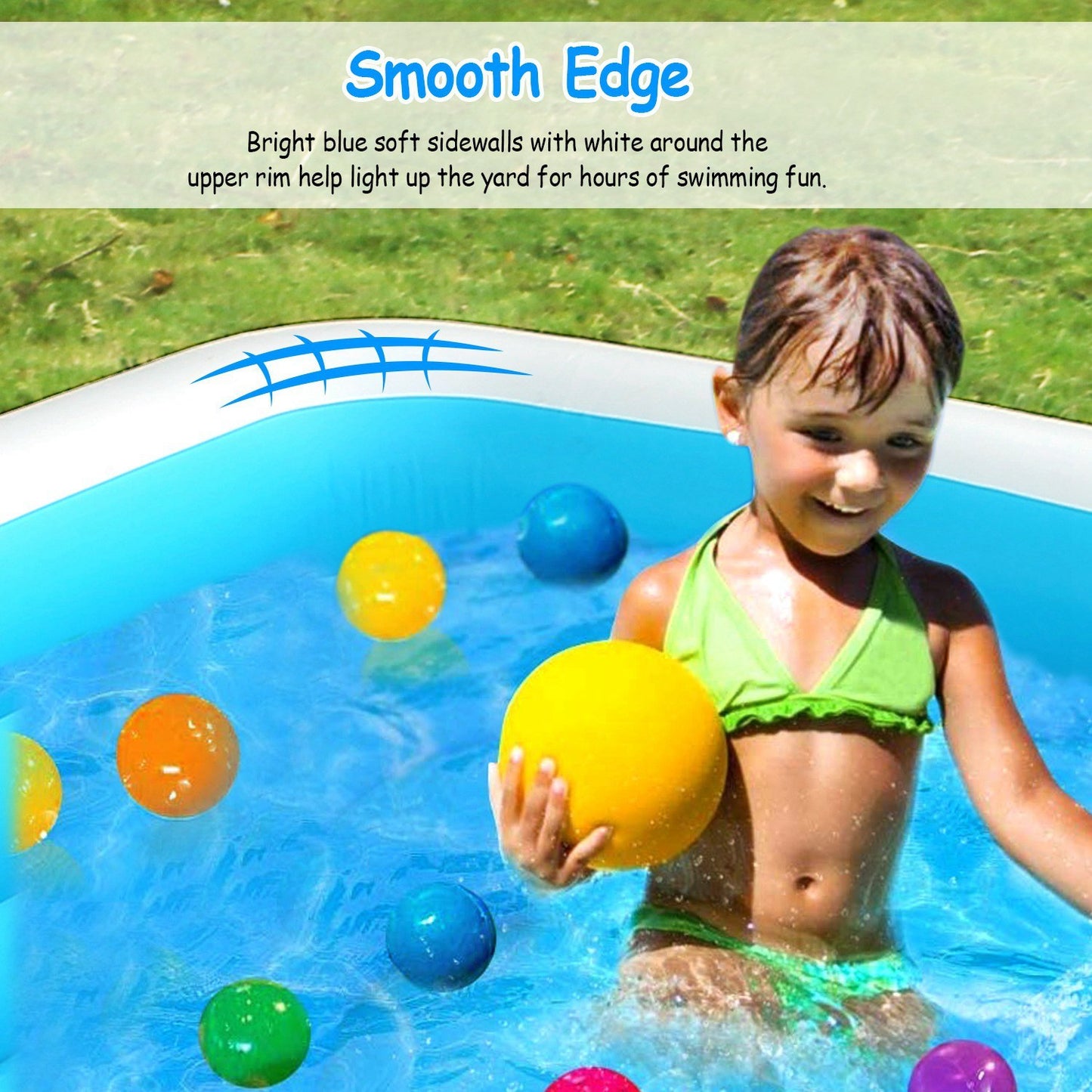 1Pc Inflatable Swimming Pools Family Swim Play Center Pool Blow Up Kiddie Pool For Family Inflatable Lounge Pool For Kids 103x69x24in