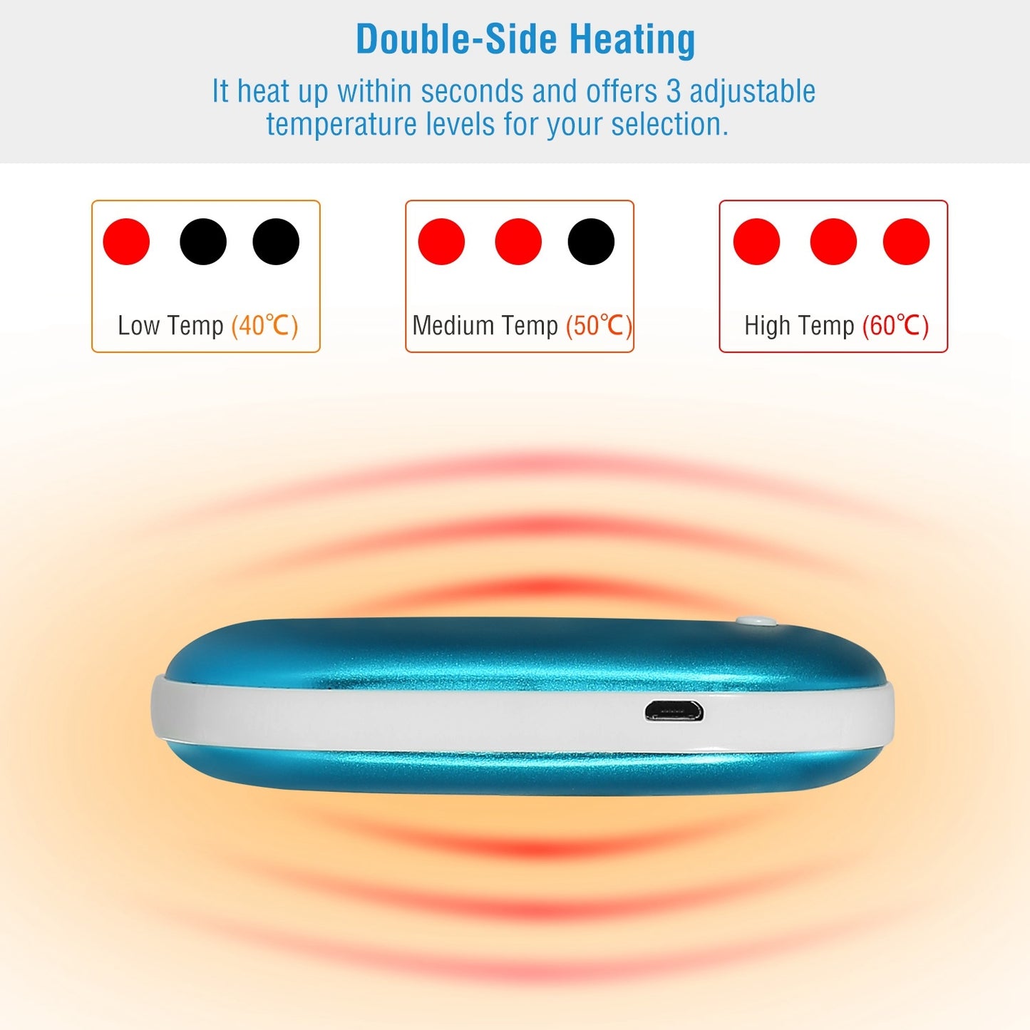 1Pc Portable Hand Warmer 5000mAh Power Bank Rechargeable Pocket Warmer Double-Sided Heating Handwarmer
