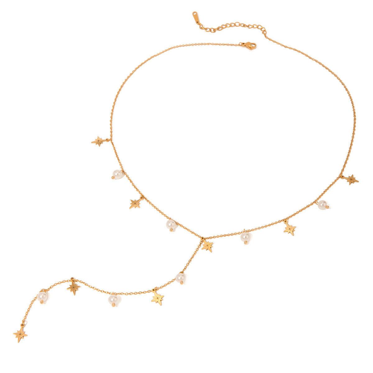 18K Gold Stainless Steel Inlaid Diamond Tassel Necklace